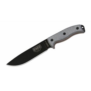 ESEE 6P Black Fixed Blade Knife with Desert Tan Molded Plastic Sheath